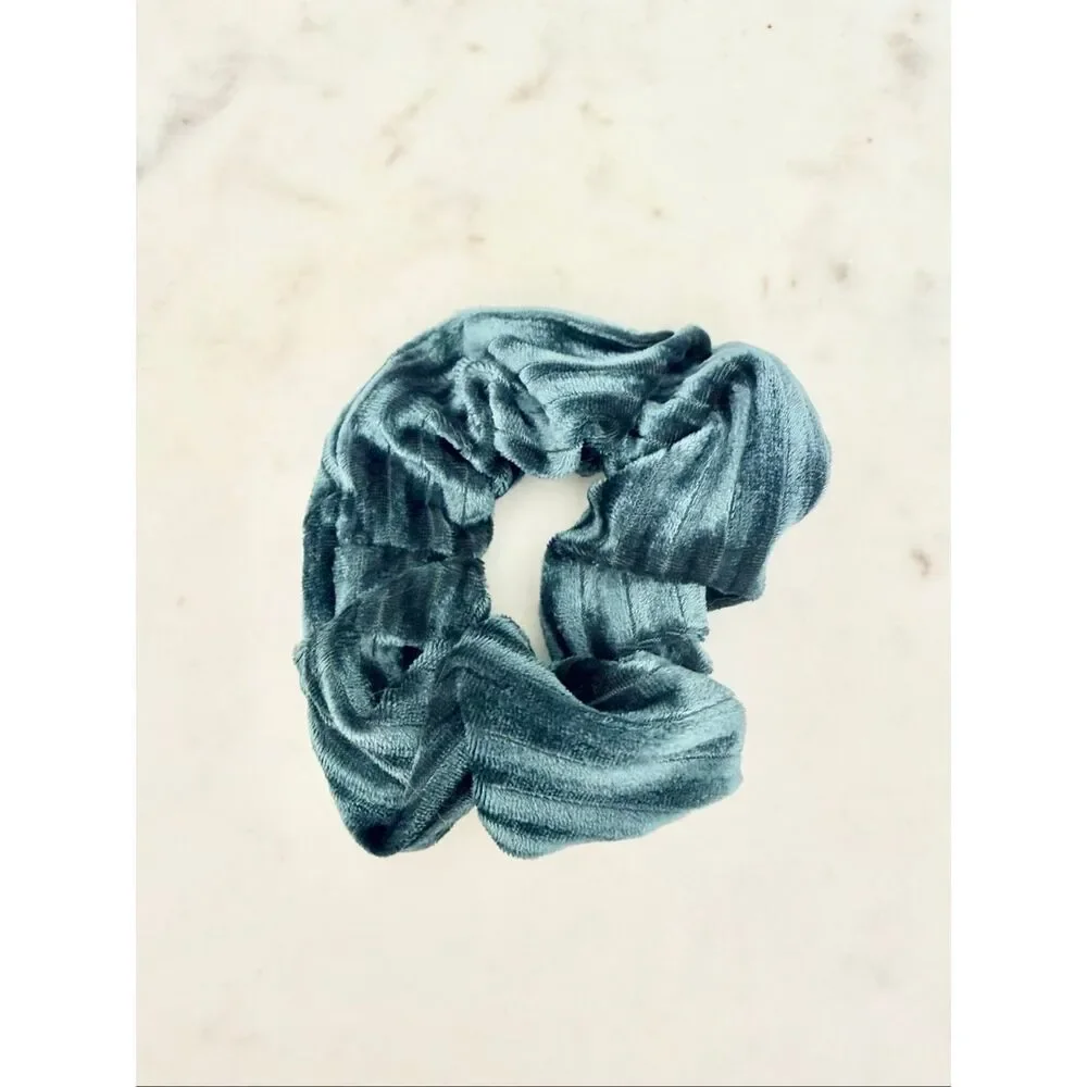 Teal Velvet Scrunchie Soft Velour Hair Tie Hair Accessory